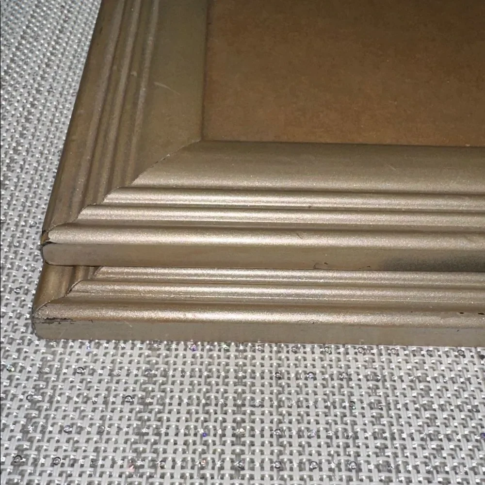 pinnacle Two Picture Art Frames shimmery Gold Distressed Glass Top  16.5 x 13.5”
